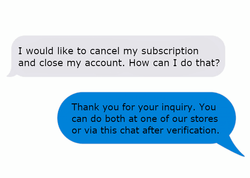 customer service channels - chat example